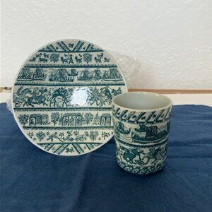 Nymolle Art Faience Hoyrup Demitasse Ceramic Cup Saucer Set